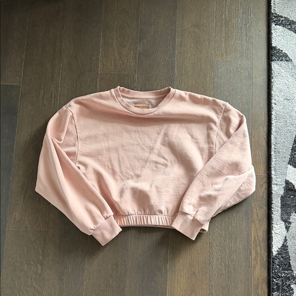 Harlow Sweaters - Harlow Cropped Pale Pink Crewneck Sweatshirt